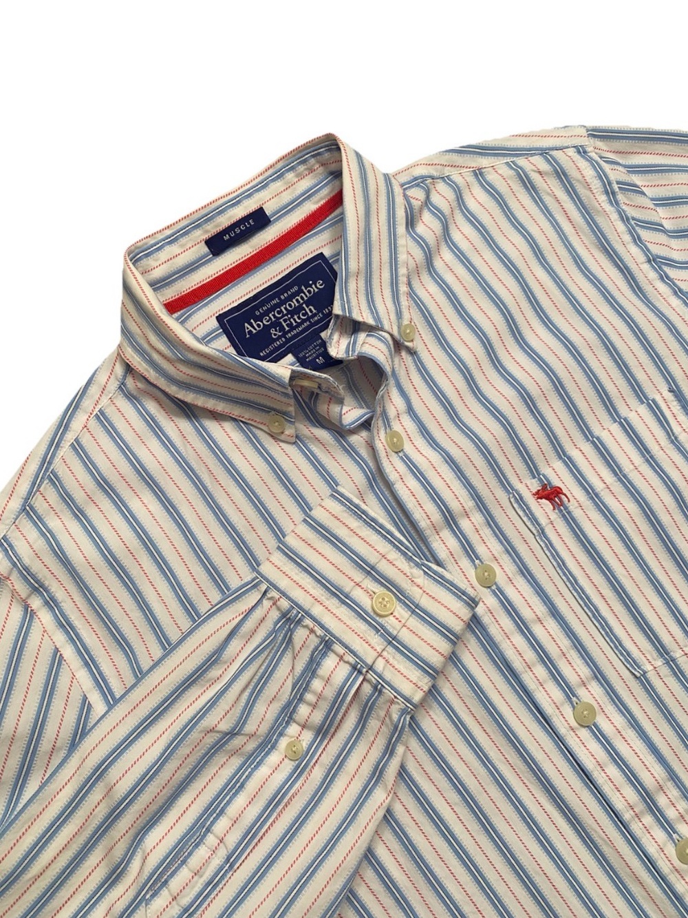 Abercrombie & Fitch Muscle Men’s Size Medium Vintage Shirt Stripe Y2K 90s Preppy